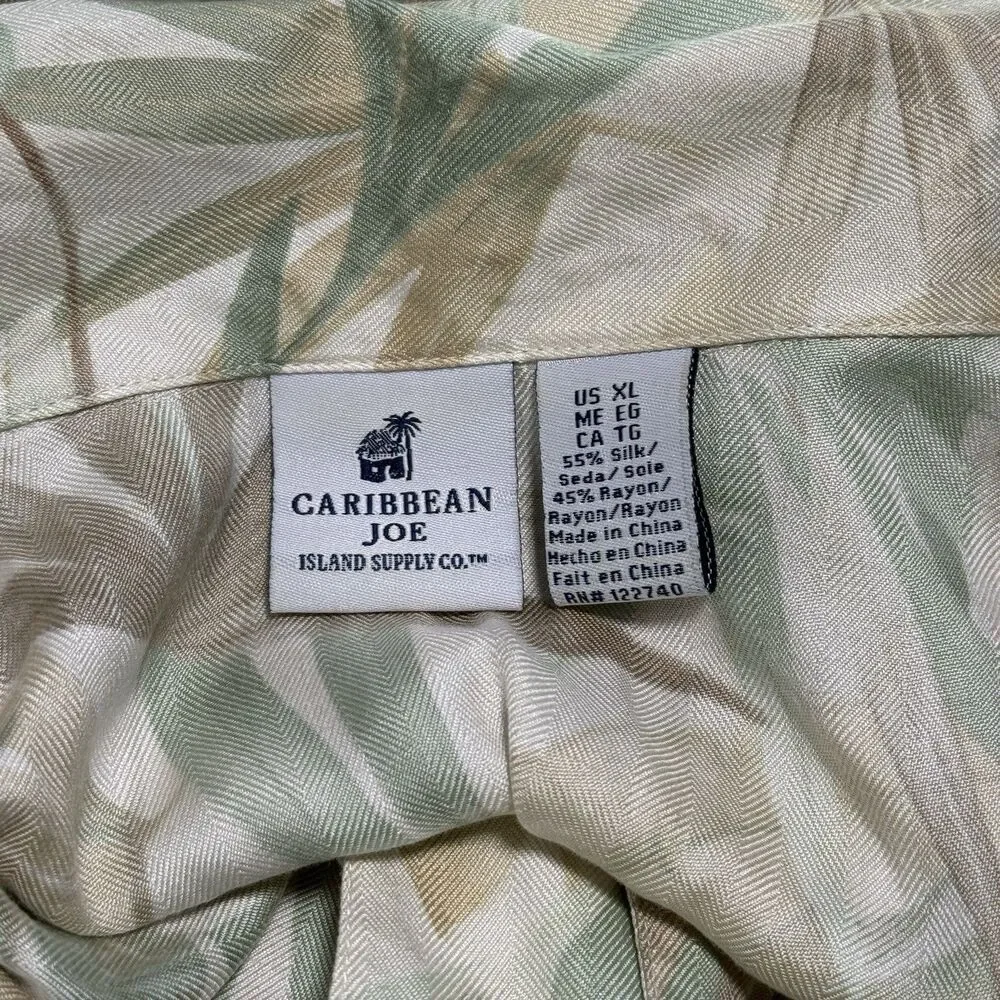 Vtg Silk Blend Hawaiian Camp Shirt Womens XL Neutral Vacation Retro Summer Palm - Picture 10 of 11